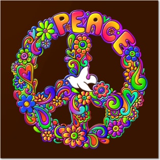 Hippie Flower Power Peace Sign Posters and Art